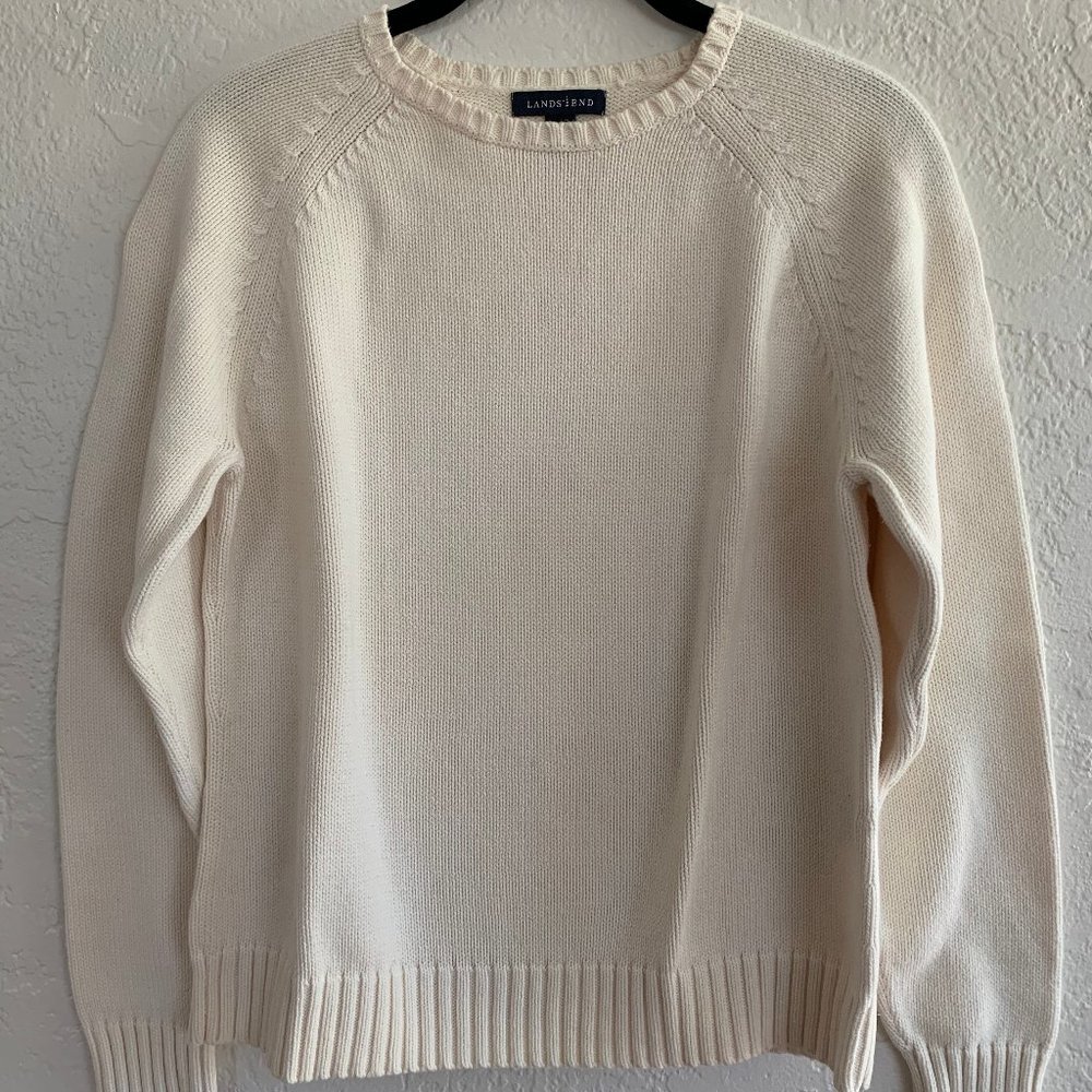 Lands' End Cream Colored Knit Sweater